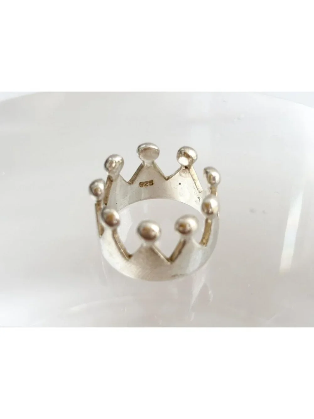 Crown Shaped Polished Bright Minimalist Sterling Silver 925 Vintage Ring - sz 6